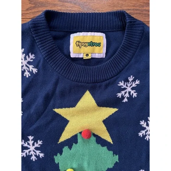 Tipsy Elves Ugly Christmas Sweater‎ Xmas Tree 4 Drink Koozies Men's Large 3D - Picture 5 of 7